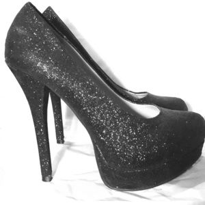 Chinese Laundry sexy black all glitter heels sz8